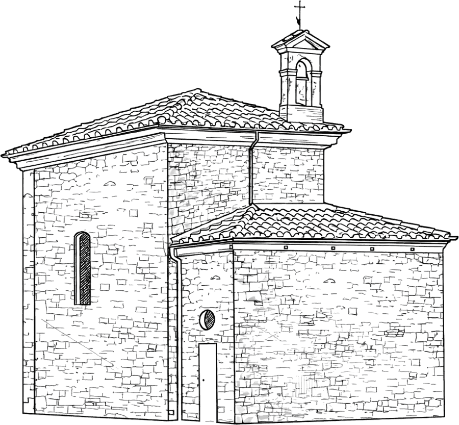 Disegno a linee dell'Oratorio del Sacro Cuore