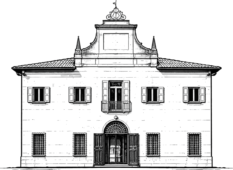 Disegno della facciata di Villa Bernaroli